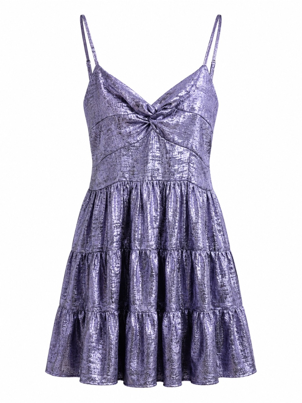 Purple Metallic Lace-Up Mini Dress